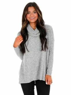 Z Supply Heather Grey Marled Cowl Neck Top
